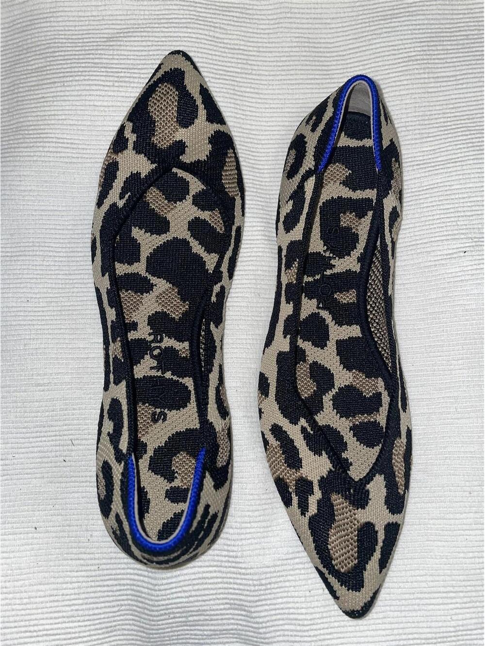 Rothy's Point Leopard Shoes Flats Loafers Size 6 New